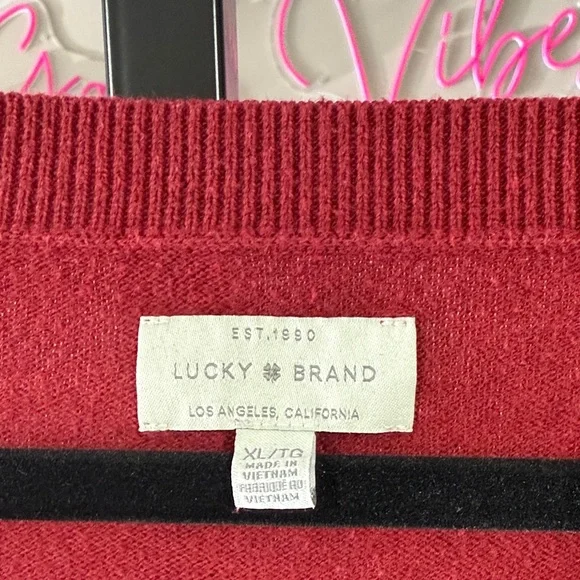 Lucky Brand Deep Red V-Neck Sweater - Picture 2 of 5
